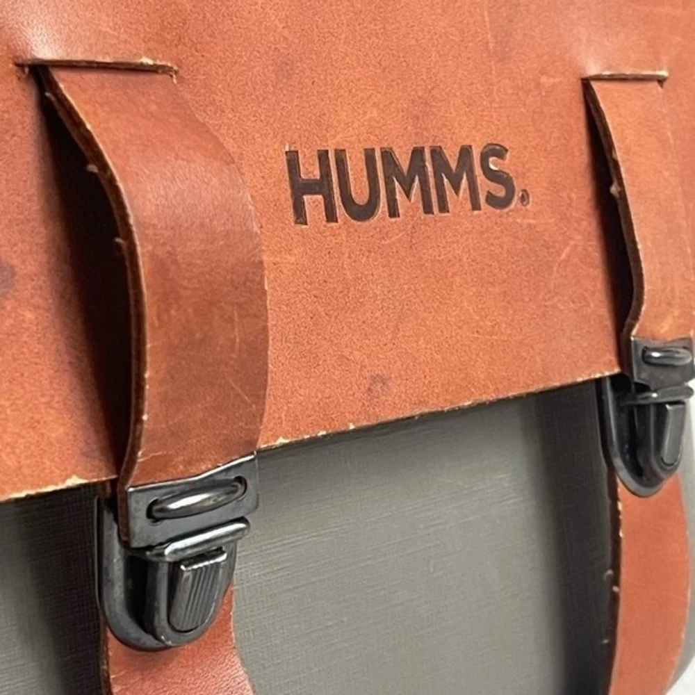 HUMMS Mammbo Grey Resin Brown Leather Unisex Backpack Argentina Travel Good Plus - Picture 5 of 7